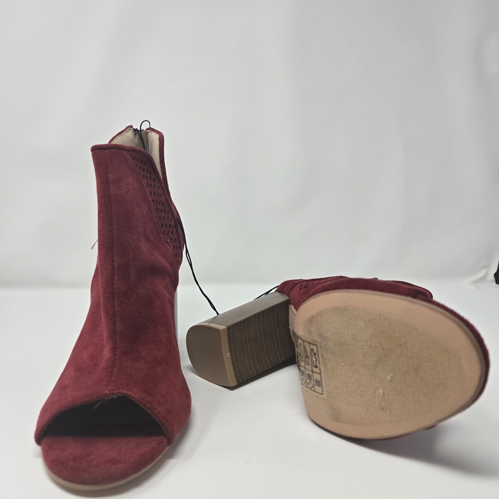 Yoki Burgundy Heeled Ankle Boots - Picture 5 of 5